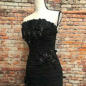 Atelier Alyce Navy Blue Beaded & Jeweled Dress